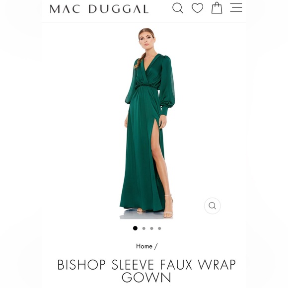 FREE SHIPPING Mac Duggal BISHOP SLEEVE FAUX WRAP GOWN SZ 10